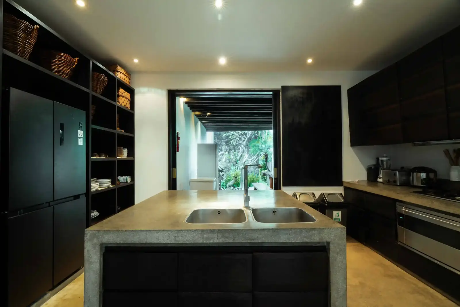 Clean, modern kitchen in a Bali villa